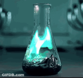 A Beaker With A Blue Liquid In It Has The Number 25 On It GIF