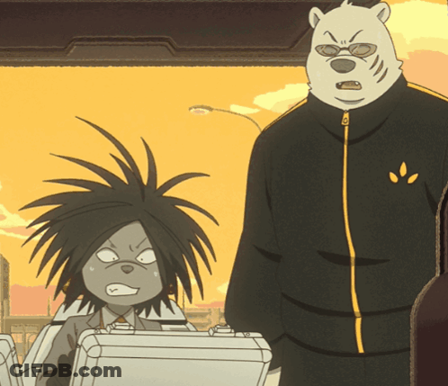 A Bear With Sunglasses And A Black Jacket With A Paw Print On The Front GIF