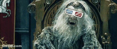 A Bearded Man Wearing 3D Glasses Sitting On A Throne GIF