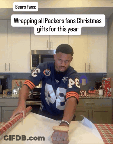 A Bears Fan Is Wrapping All Packers Fans Christmas Gifts This Year GIF