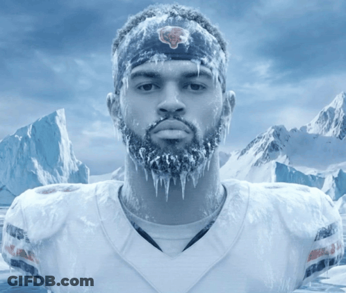 A Bears Player With Ice On His Head GIF
