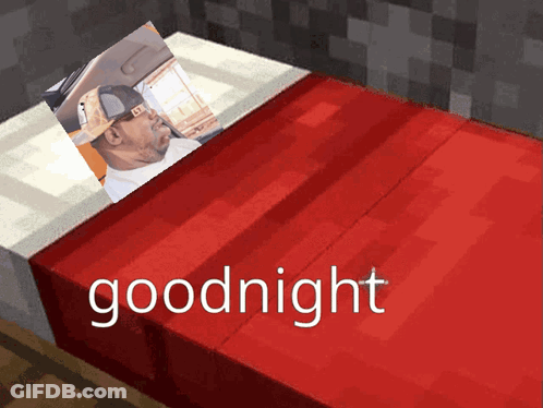 A Bed With A Picture Of A Man On It And The Words Goodnight GIF