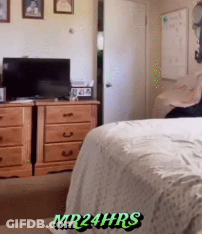 A Bedroom With The Words Mr24hrs Written On The Wall GIF