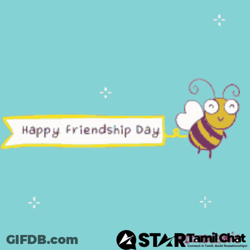 A Bee Is Holding A Banner That Says " Happy Friendship Day " GIF