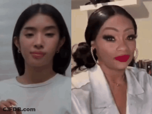 A Before And After Photo Of A Woman Wearing Makeup GIF