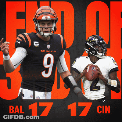A Bengals Football Player Holding A Ball Next To A Ravens Player Holding A Ball GIF