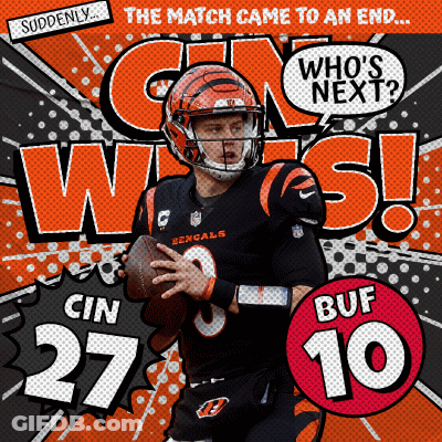 A Bengals Football Player Is Holding A Football In A Comic Book Style Advertisement GIF