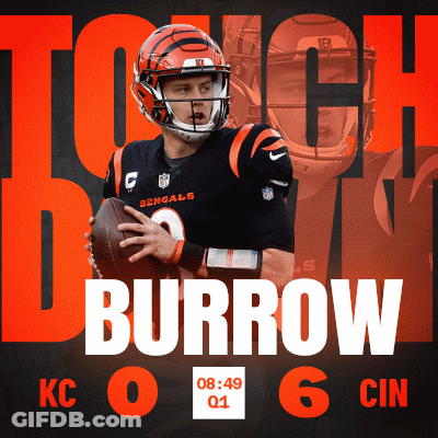 A Bengals Football Player Is Holding A Football In His Hands GIF