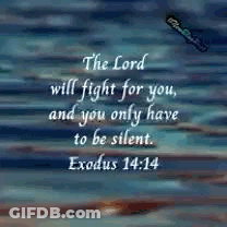 A Bible Verse That Says `` The Lord Will Fight For You , And You Only Have To Be Silent . '' GIF