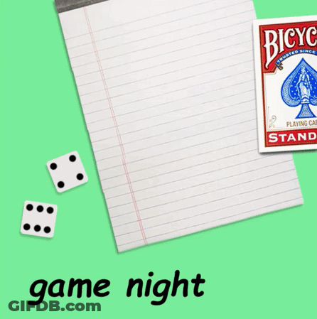 A Bicycle Playing Card Is On A Piece Of Paper Next To Dice GIF