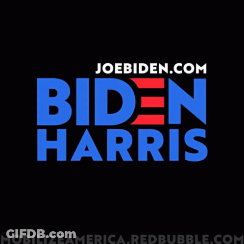 A Biden Harris Logo That Is Blue And Red GIF