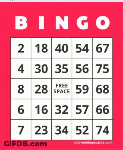 A Bingo Card With A Free Space In The Middle Of It GIF