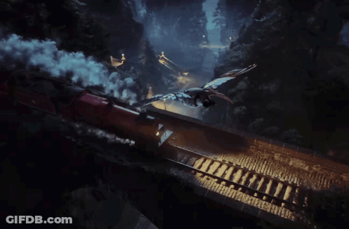 A Bird Is Flying Through A Cloudy Forest At Night GIF