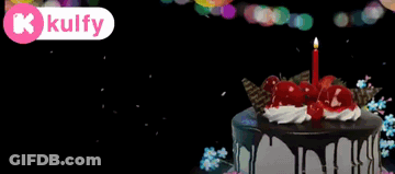 A Birthday Cake With A Candle And The Words Happy Birt On The Bottom GIF