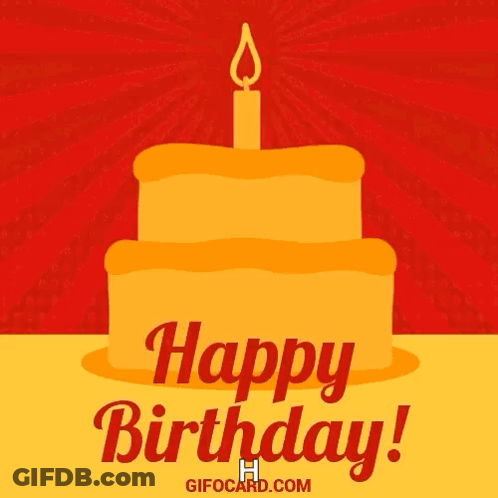 A Birthday Cake With A Candle And The Words Happy Birthday On It GIF