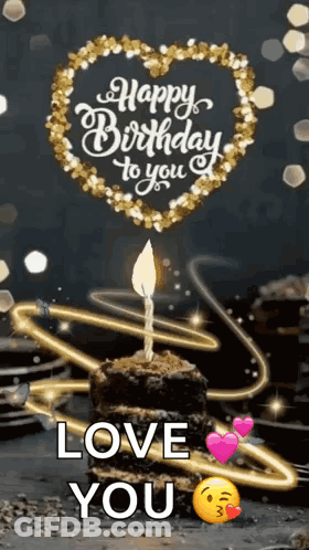 A Birthday Cake With A Candle On It And The Words `` Happy Birthday To You `` . GIF