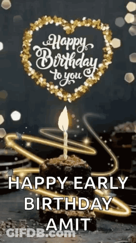 A Birthday Cake With A Candle On It And The Words `` Happy Birthday To You '' . GIF