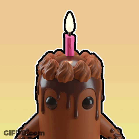 A Birthday Cake With A Pink Candle On Top Of It GIF