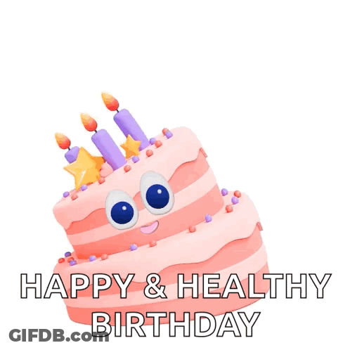 Birthday Cake With Candles Confetti And Happy Birthday GIF
