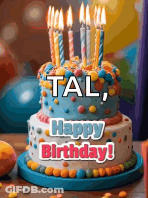 A Birthday Cake With Candles And The Words Happy Birthday GIF
