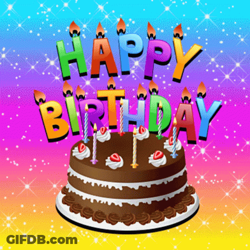 A Birthday Cake With Candles And The Words Happy Birthday GIF