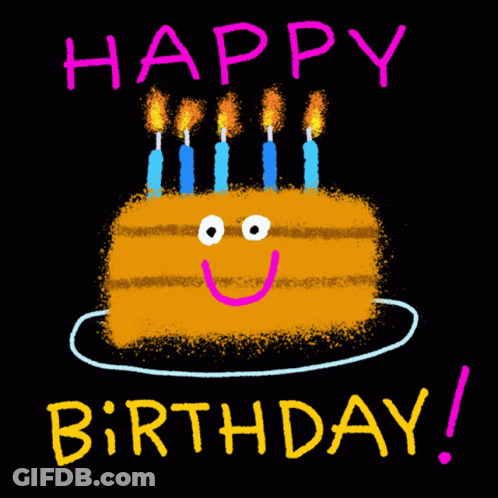A Birthday Cake With Candles And The Words Happy Birthday Written Below It GIF