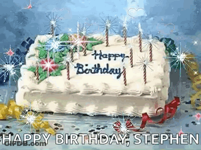 A Birthday Cake With Candles And The Words Happy Birthday Written On It GIF