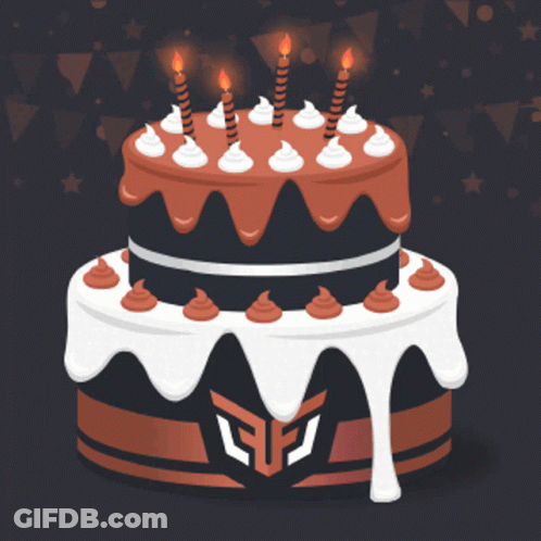 A Birthday Cake With Candles On It And The Letter S On The Bottom GIF
