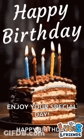 Birthday Cake With Candles And Happy Birthday GIF