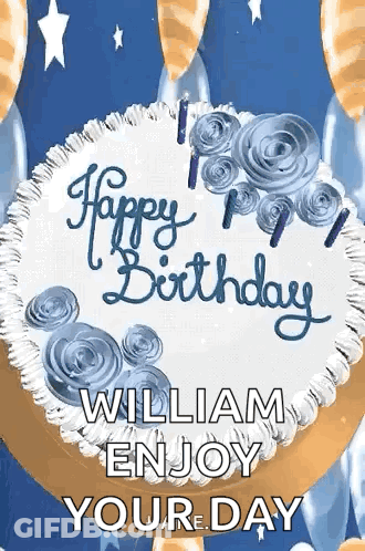 Birthday Cake With Candles And Happy Birthday William GIF
