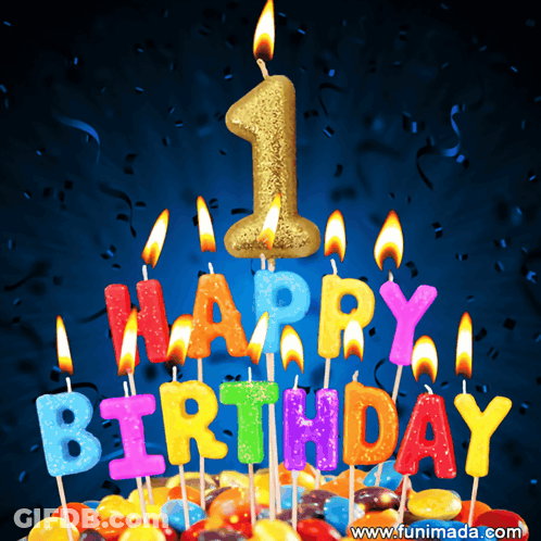A Birthday Cake With Candles That Read Happy Birthday GIF