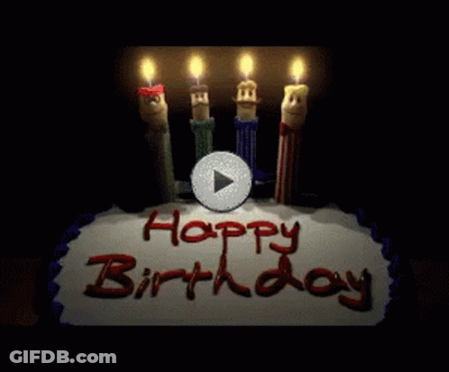 A Birthday Cake With Candles That Say Happy Birthday On It GIF