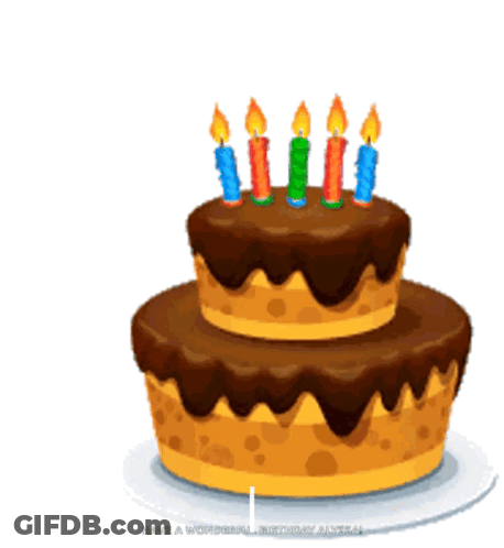 A Birthday Cake With Four Candles On It And The Words Have A Wonderful Birthday GIF