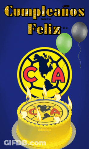 A Birthday Cake With The Club America Logo On It And The Words Cumpleanos Feliz A.c. GIF