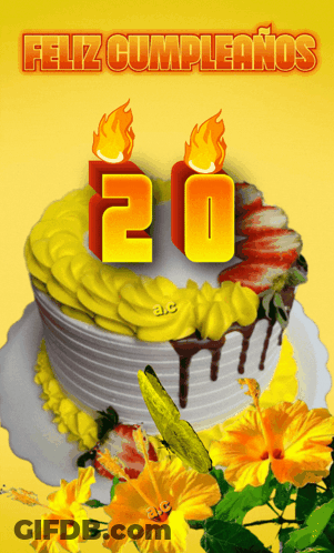 A Birthday Cake With The Number 20 On Top Of It GIF