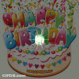 A Birthday Cake With The Words Happy Birthday On Top GIF
