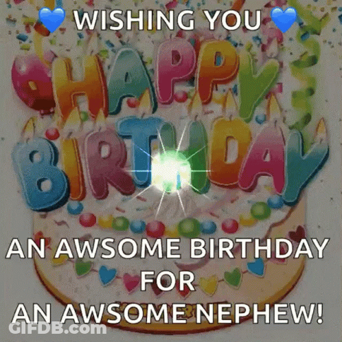 A Birthday Cake With The Words Wishing You Happy Birthday On It GIF