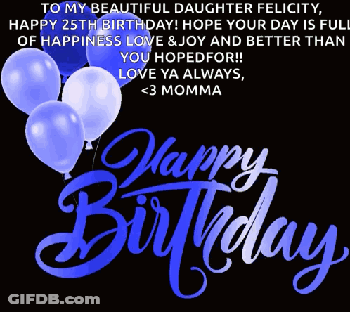 A Birthday Card For A Daughter With Pink Balloons And The Words Happy Birthday GIF