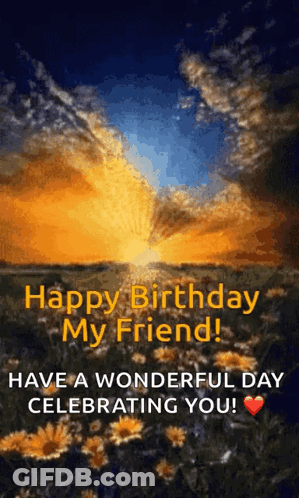 Birthday Card With Sunset And Best Wishes GIF