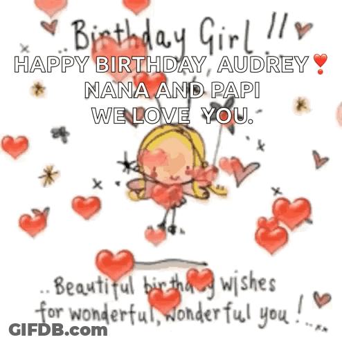 A Birthday Card For A Girl With A Fairy On A Swing Surrounded By Hearts And Balloons . GIF