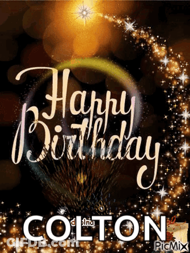 A Birthday Card For Colton With A Firework Display GIF
