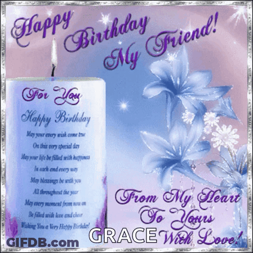 Birthday Card For Grace With Candle GIF