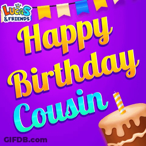 A Birthday Card For Lucas And Friends With A Cake And Candle GIF