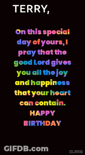 Terry Birthday Card With Colorful Text GIF