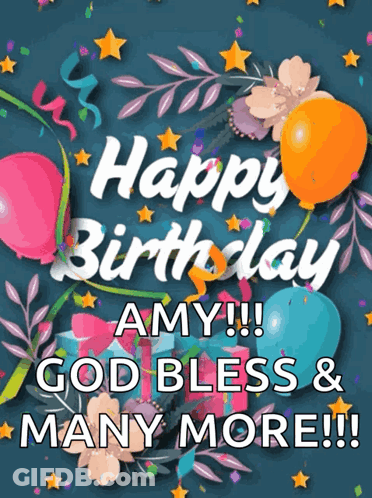 Birthday Card Happy Birthday Amy God Bless GIF