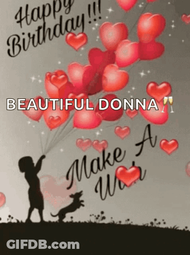 A Birthday Card That Says Happy Birthday Beautiful Donna GIF