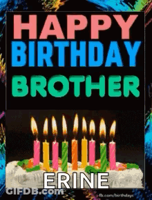 A Birthday Card That Says Happy Birthday Brother Erine On It GIF