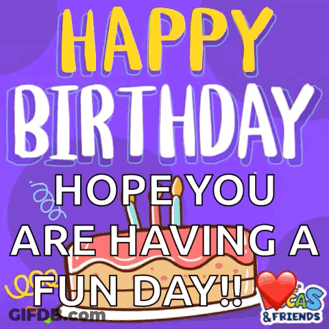 A Birthday Card That Says Happy Birthday Hope You Are Having A Fun Day !! GIF