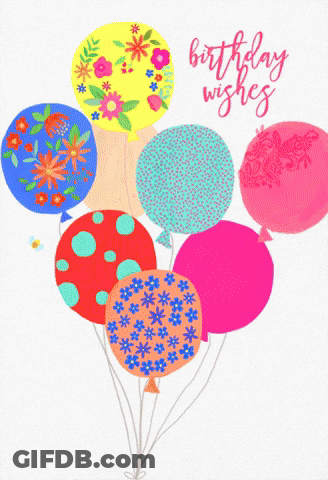 A Birthday Card With A Bunch Of Balloons And The Words Birthday Wishes On It GIF