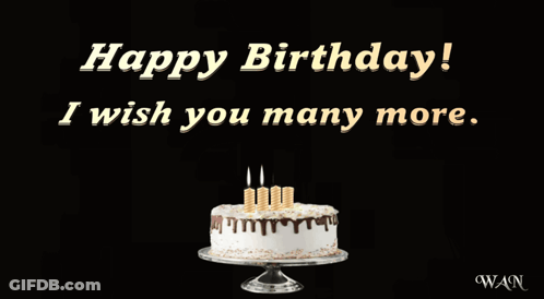 A Birthday Card With A Cake And The Words Happy Birthday GIF